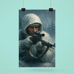 Simo Hayha in white camouflage and frozen silence poster 6