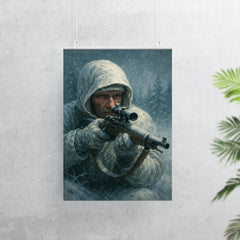 Simo Hayha in white camouflage and frozen silence poster 7