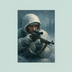 Simo Hayha in white camouflage and frozen silence poster 8