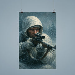 Simo Hayha in white camouflage and frozen silence poster 9