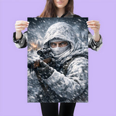 Simo Hayha in white camouflage icy stare poster 3