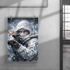 Simo Hayha in white camouflage icy stare poster 4