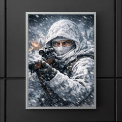 Simo Hayha in white camouflage icy stare poster 5
