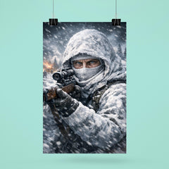 Simo Hayha in white camouflage icy stare poster 6