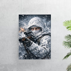 Simo Hayha in white camouflage icy stare poster 7