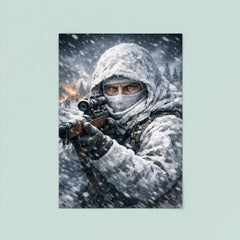 Simo Hayha in white camouflage icy stare poster 8