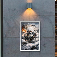 Simo Hayha in white winter camouflage poster 2