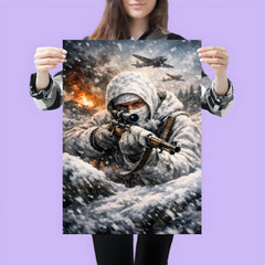 Simo Hayha in white winter camouflage poster 3
