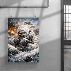 Simo Hayha in white winter camouflage poster 4