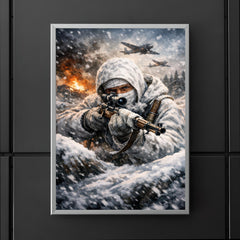 Simo Hayha in white winter camouflage poster 5