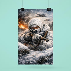 Simo Hayha in white winter camouflage poster 6