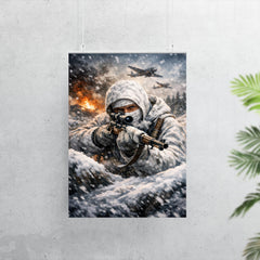 Simo Hayha in white winter camouflage poster 7