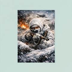 Simo Hayha in white winter camouflage poster 8