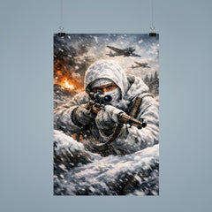 Simo Hayha in white winter camouflage poster 9
