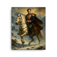 Simón Bolívar crossing the Andes canvas print on a plain backdrop in size 16"x20".