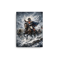 Simon Bolivar crossing the Andes in sleet canvas print on a plain backdrop in size 12"x16".