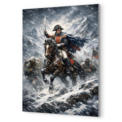 Simon Bolivar crossing the Andes in sleet metal print mockup