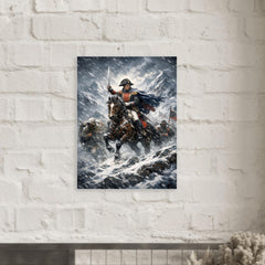 Simon Bolivar crossing the Andes in sleet metal print mockup