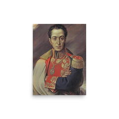 Simon Bolivar poster on a plain backdrop in size 12"x16".