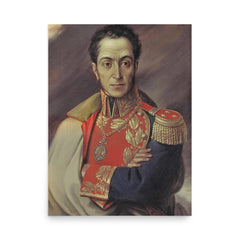 Simon Bolivar poster on a plain backdrop in size 18"x24".