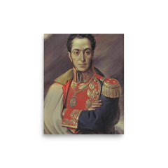 Simon Bolivar poster on a plain backdrop in size 8"x10".