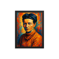 Simone de Beauvoir framed print on a plain backdrop in size 12"x16".