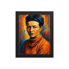 Simone de Beauvoir framed print on a plain backdrop in size 8"x10".