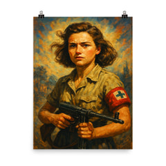Simone Segouin poster on a plain backdrop in size 8"x10".