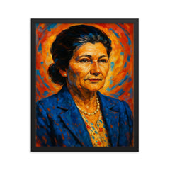 Simone Veil framed print on a plain backdrop in size 16"x20".