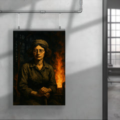 Simone Weil in factory shadows and flame poster 4