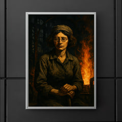 Simone Weil in factory shadows and flame poster 5