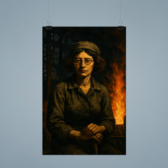 Simone Weil in factory shadows and flame poster 9