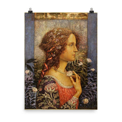 Simonieta by Sandro Botticelli poster on a plain backdrop in size 8"x10".