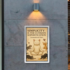 Simplicity ultimate sophistication da Vinci zen cat meditating poster 2