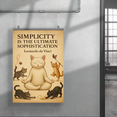 Simplicity ultimate sophistication da Vinci zen cat meditating poster 4