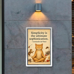 Simplicity ultimate sophistication da Vinci zen cat meditating while others chase toys inspiring po poster 2