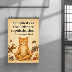 Simplicity ultimate sophistication da Vinci zen cat meditating while others chase toys inspiring po poster 4