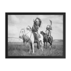 Sioux Indian Chief on Horseback, 1905 framed print on a plain backdrop in size 18"x24".