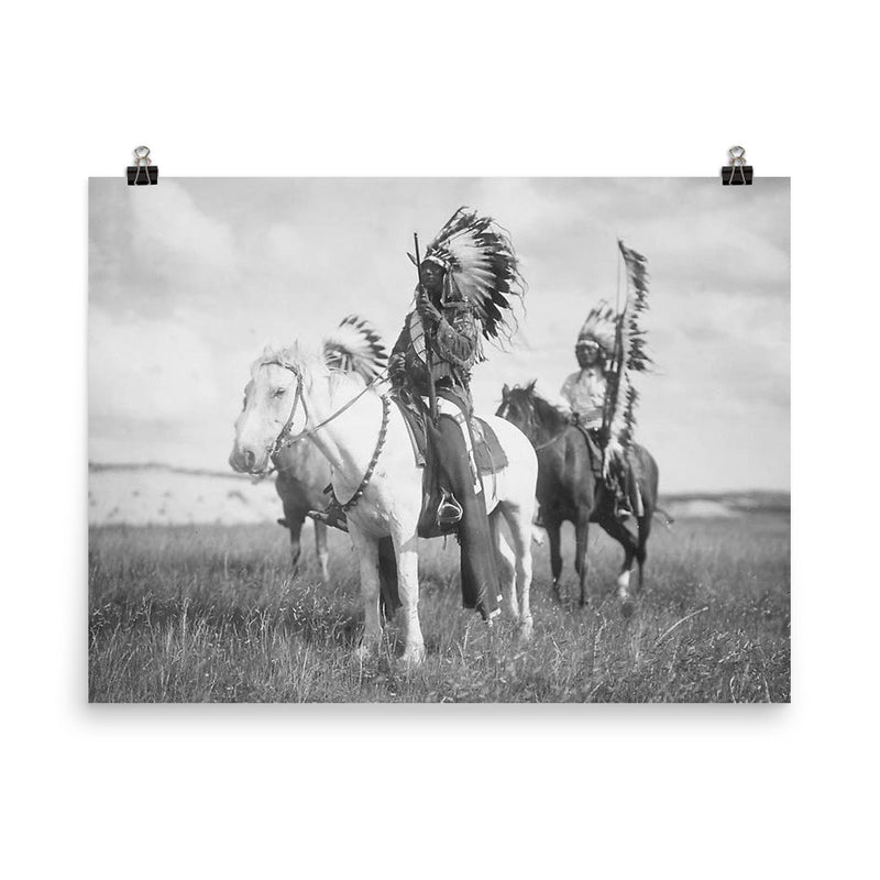 Sioux Indian Chief on Horseback, 1905 poster on a plain backdrop in size 8