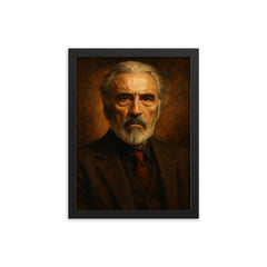 Sir Christopher Lee framed print on a plain backdrop in size 12"x16".
