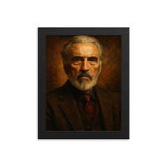 Sir Christopher Lee framed print on a plain backdrop in size 8"x10".