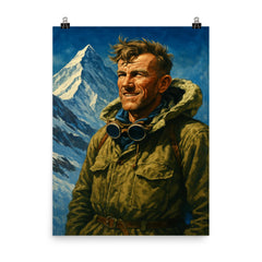 Sir Edmund Hillary poster on a plain backdrop in size 8"x10".