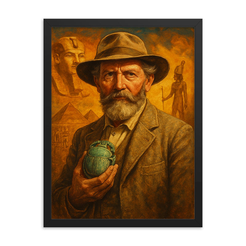 Sir Flinders Petrie framed print on a plain backdrop in size 18