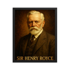 Sir Henry Royce framed print on a plain backdrop in size 16"x20".
