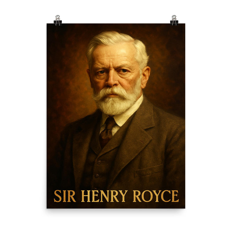 Sir Henry Royce poster on a plain backdrop in size 8