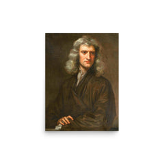 Sir Isaac Newton poster on a plain backdrop in size 12"x16".