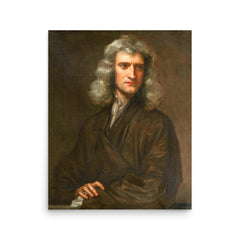 Sir Isaac Newton poster on a plain backdrop in size 16"x20".