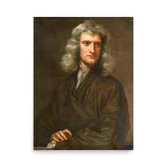 Sir Isaac Newton poster on a plain backdrop in size 18"x24".