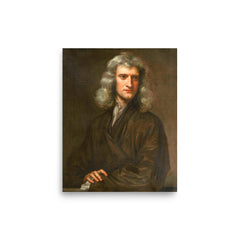 Sir Isaac Newton poster on a plain backdrop in size 8"x10".