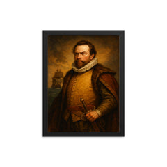 Sir Martin Frobisher framed print on a plain backdrop in size 12"x16".